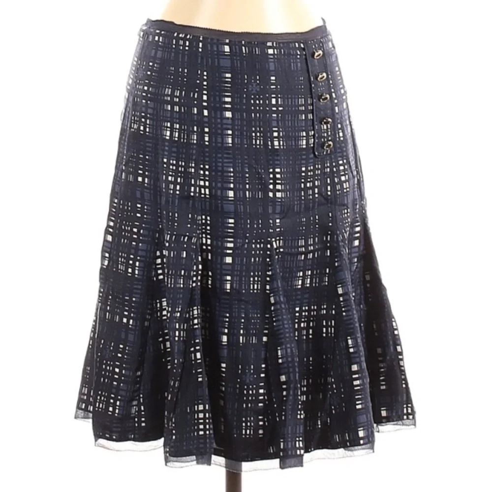 Tory Burch Silk Navy blue Academia Sway A line knee length skirt women’s size 2